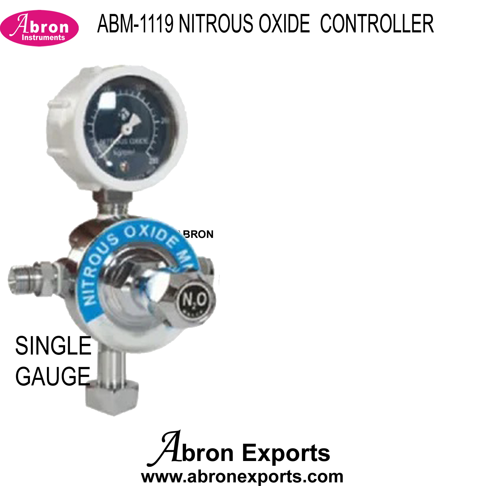 Medical Gas Nitrous Oxide controller 1 gauge regulator for pipe line terminal Unit Regulator with gauge 1 no Abron ABM-1119N1 